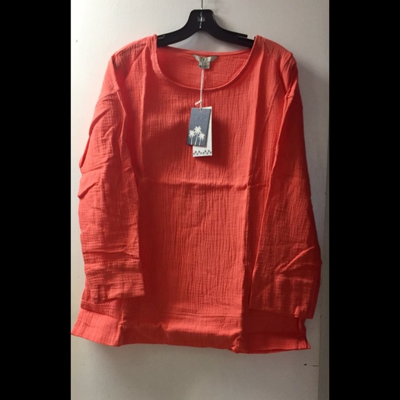 🌟Tangerine Cotton Bubble Gauze Top - Picture 2 of 4